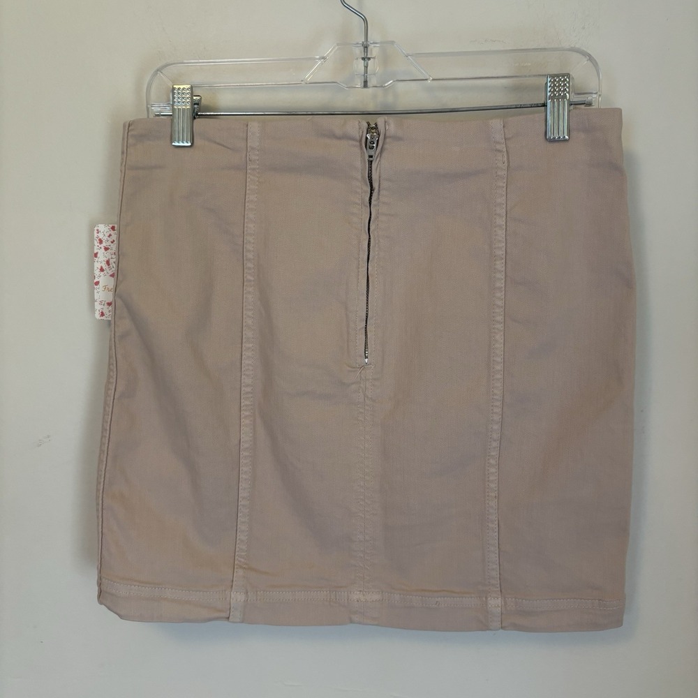 NEW Free People Modern Femme Mini Skirt 10 Light Pink Denim Boho - Picture 3 of 6